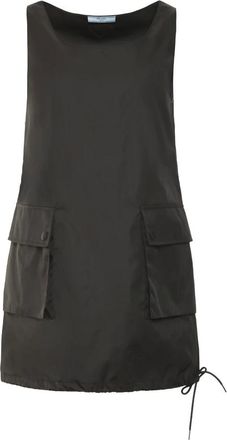 Prada Short Dresses, female, Black, 2XS, Sleeveless Re-Nylon Dress