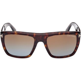 Tom Ford Alberto 55mm Gradient Square Sunglasses in Dark Havana /Gradient Brown at Nordstrom Rack