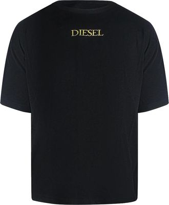 Diesel Mens Diesel Gold Logo Black T-Shirt - Size: 44