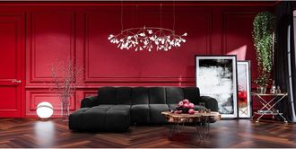 Jack & Alice home24 Jack & Alice Ecksofa Malter Schwarz Samt 293x80x174 cm