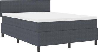vidaXL vidaXL Box Spring Bed with Mattress&LED Dark Grey 160x200 cm Corduroy Fabric