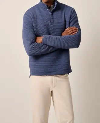 Johnnie-O Benjy Heathered Henley Pullover In Navy