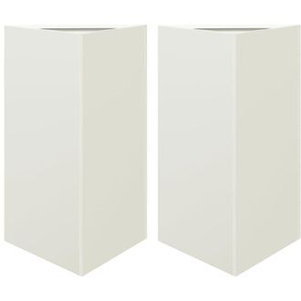 vidaXL Garden Planters 2 pcs White Triangular 50x43x75 cm Steel Vidaxl