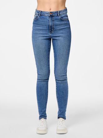 Pieces Skinny-fit-Jeans PIECES PCDANA HW SKINNY JEANS MB402 NOOS, Damen, Gr. XS (34), L&auml;nge 30, blau (medium blau denim), Denim/Jeans, Obermaterial: 75% Baum