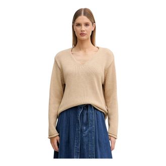 Mos Mosh MOS Mosh, Truien & Vesten, Dames, Beige, S, Katoen, MMBine V-Neck Knit