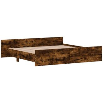 vidaXL Estructura De Cama Con Cabecero Piecero Roble Ahumado 180x200cm Vidaxl