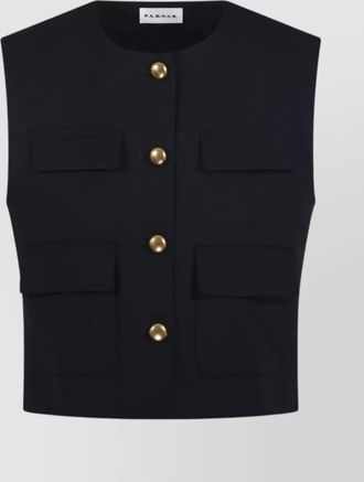 Parosh sleeveless knitwear with gold buttons and pockets