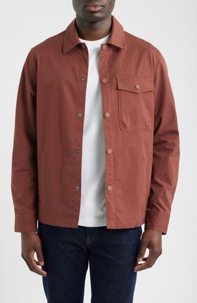 Barbour Strickland Textured Cotton Blend Overshirt in Burnt Pepper at Nordstrom, Size Xx-Large