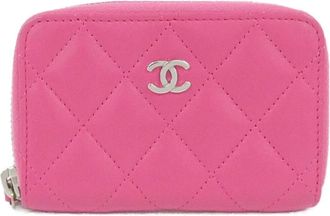 Chanel Pink Leather Coin Purse/Coin Case (Pre-Owned)