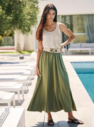 Heine Blusentop HEINE, Damen, Gr. 34, sand, 100% Modal, unifarben, Rundhals, Blusen Blusentop