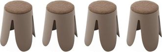 Sweeek Taburetes apilable de borreguito texturizado, set de 4, marr&oacute;n