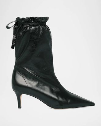 Cinq &agrave; Sept 60mm Alex Scrunched Crinkled Leather Mid-Calf Boots