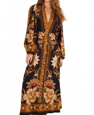 Farm Rio Majestic Garden Maxi Dress In Black