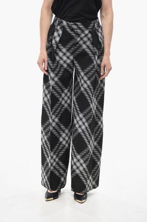 Burberry Pantaloni a 2 Pince in Lana Motivo Tartan Burberry