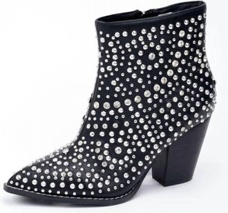 Corkys Footwear Womens Line Dance Bedazzled Booties In Black