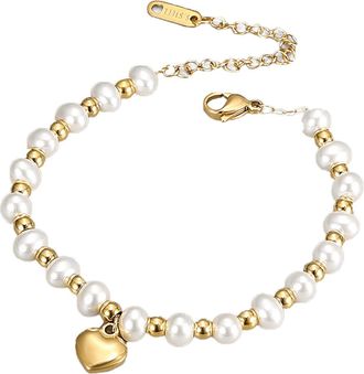 Generic WomenS Bracelets Fashionable And Pearl Bracelet For Women Elegant And Versatile Stainless Steel Jewelry Mama Bracelet (Yellow, 20cm)