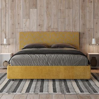 ITYhome Letto Matrimoniale Senza Rete Imbottito 160x190 Tessuto Era 6 Giallo Arla