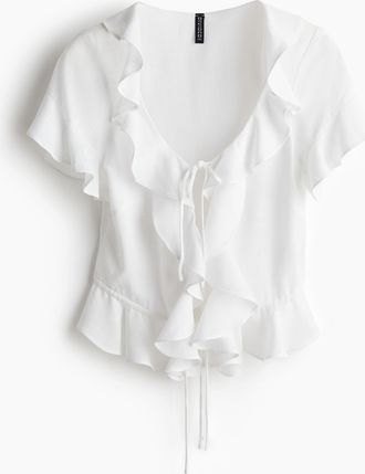 H&M Volantbluse - White