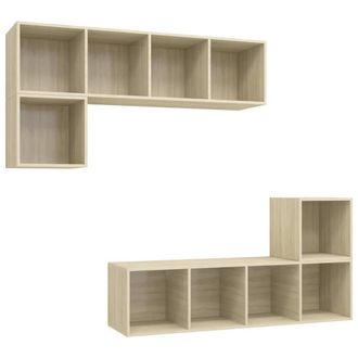 Berkfield Home 4 Piece TV Cabinet Set Sonoma Oak Engineered Wood in Light Tan