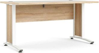 Dmora Dmora - Scrivania Ascorbato, Scrittoio multiuso, Tavolo per ufficio porta PC, Piano di lavoro, 150x80 h75 cm, Quercia e Bianco