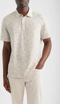 Tommy Bahama Costa Wave Mosaic Print Seersucker Stripe IslandZone Polo in Abbey Stone at Nordstrom, Size Xxx-Large