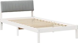 vidaXL Estructura de cama con cabecera y gris claro 100 x 200 cm vidaXL