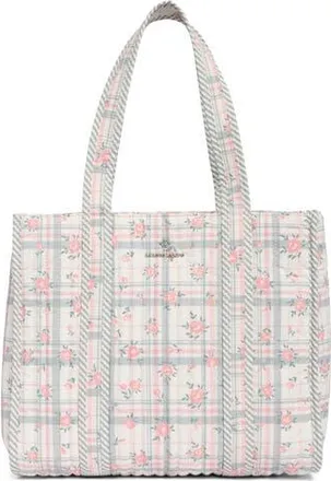 Nanette Lepore Floral Quilted Tote with Bear Charm & Crossbody Bag in Dusky Pine Plaid Block Floral at Nordstrom Rack