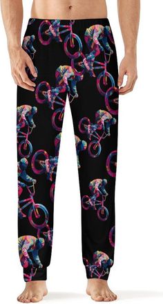 Generic BMX Mountain Bike Art Mens Pajama Pant Casual Lounge Pants Lightweight Pjs Sleepwear