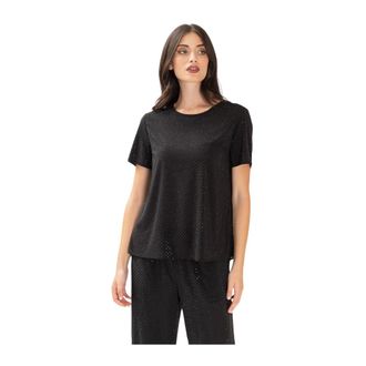 P.A.R.O.S.H. T-Shirts, female, Black, S, T-shirt con strass