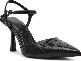 Anne Klein Ibara Ankle Strap Pump in Black Croc at Nordstrom Rack, Size 11