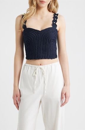 Ciebon Atalia Braid Detail Cotton Tank in Navy at Nordstrom, Size X-Small