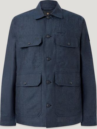 Belstaff Forge Jacket Mens Tumbled Melange Linen Dark Ink Size 2XL
