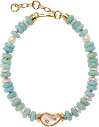 Lizzie Fortunato Womens Goddess Collar Necklace In Pearl Lagoon