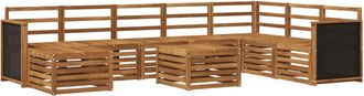 vidaXL Conjunto De Sof&aacute;s De Exterior 9 Uds. Natural Vidaxl
