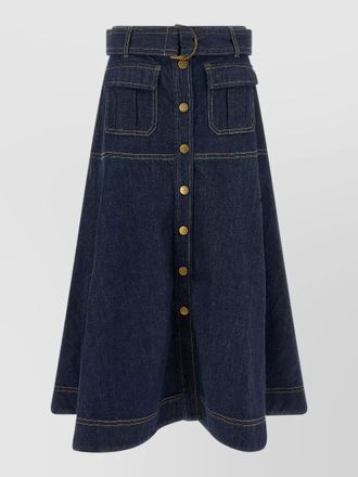 Zimmermann denim high-rise a-line midi skirt