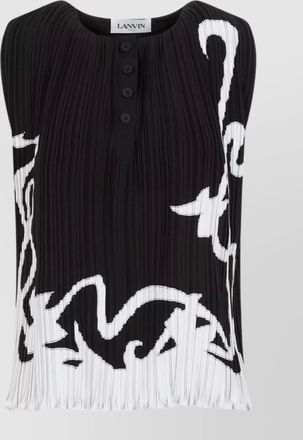 Lanvin sleeveless pleated abstract pattern top