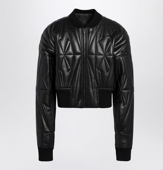 Rick Owens Black faux leather zip-up bomber