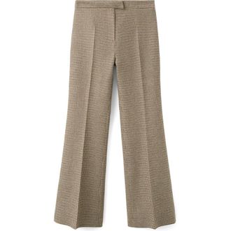 Mango Gina Houndstooth Microcheck Pants in Medium Brown at Nordstrom, Size 10