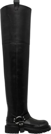 Msgm Over-knee laarzen met D-ring - Dames - Over de knie laarzen - Zwart - 37 EU - Leer - Schoenen