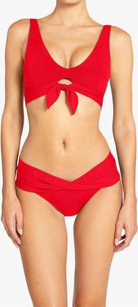 Robin Piccone Ava Knot Bikini Top & Ava Twist Bikini Bottom Set In Red