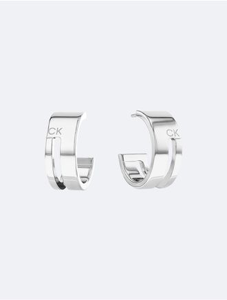 Calvin Klein Womens Sculptural Hoop Earrings - Metallic - OS