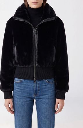Pinko Giacca in pelliccia sintetica con collo alto e chiusura a zip