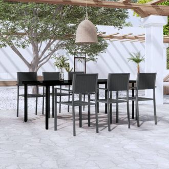 vidaXL Juego De Comedor Para Jard&iacute;n 7 Piezas Negro Vidaxl