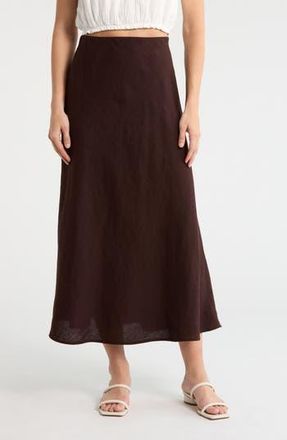 Madewell Linen Maxi Slip Skirt in Cocoa at Nordstrom Rack, Size 0