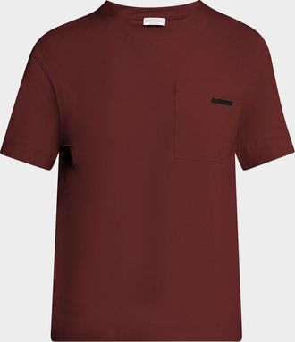 Brunello Cucinelli Crewneck T-Shirt with Monili Pocket