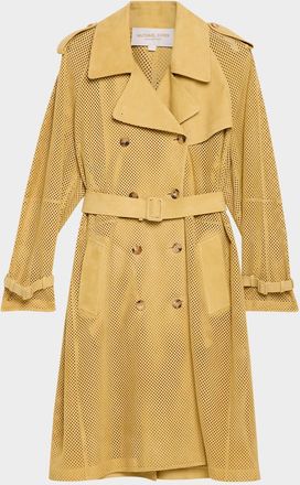 Michael Kors Belted Perforated Suede Trench Coat