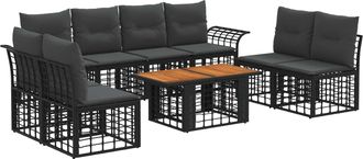 vidaXL Conjunto De Sof&aacute;s De Jard&iacute;n 9 Uds. Negro Y Gris Oscuro Vidaxl
