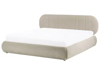 Beliani Letto Matrimoniale Imbottito Con Struttura A Molle A Sollevamento Trapuntato 180 X 200 Tortora Campan