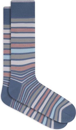 Bugatchi Stripe Mercerized Cotton Blend Dress Socks in Dusty Rose at Nordstrom