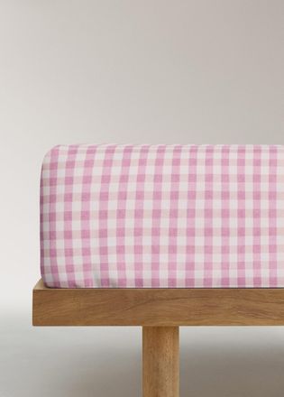 Mango Lenzuolo con angoli in cotone a quadretti vichy per letto 90 cm rosa - Home - Letto 90 cm - MANGO HOME